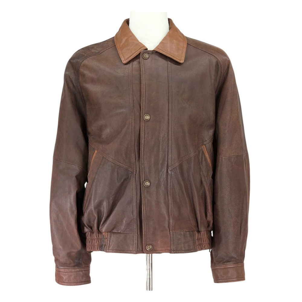 Americana Leather Adventure Bound Flight Jacket Men’s L Brown Travel Wear